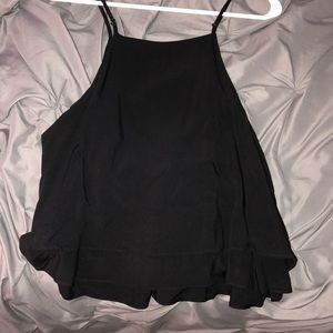 Cute cropped black tank with ruffles!